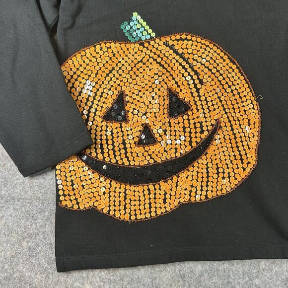 Vtg Quacker Factory Womens Medium Halloween Sequin Jack O'Lantern Sweatshirt - Picture 5 of 9